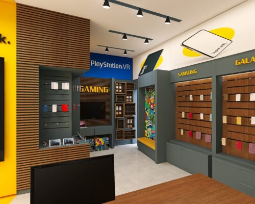 מבט מדלפק לקיר גיימינג